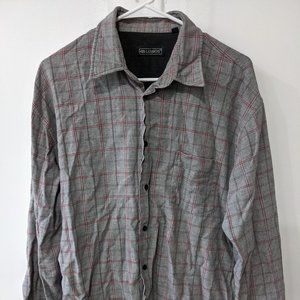 XL button-up shirt - gray & burgundy plaid